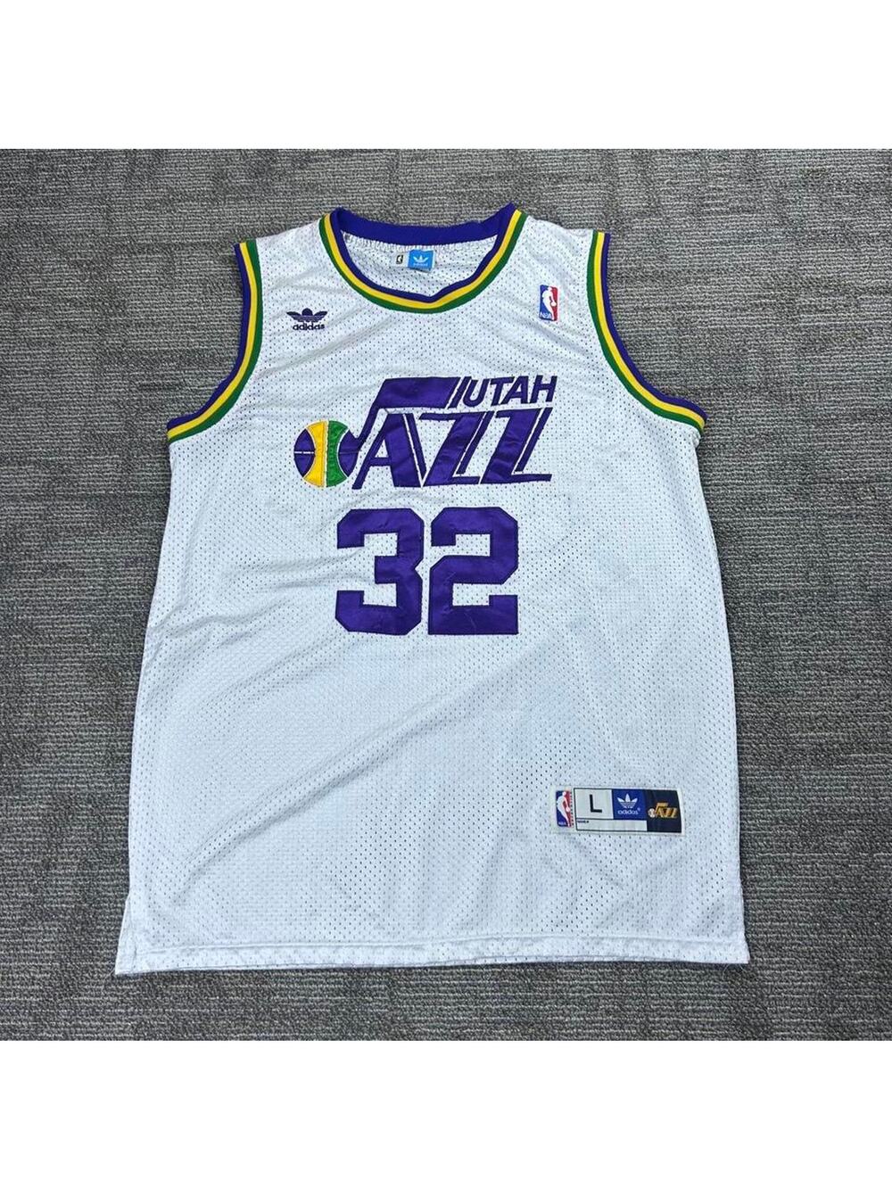 Retro NBA Utah Jazz Karl Malone Adidas Large Jersey